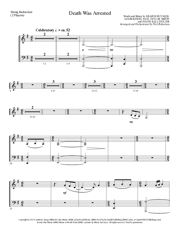 Death Was Arrested (Choral Anthem SATB) String Reduction (Lillenas Choral / Arr. Nick Robertson)