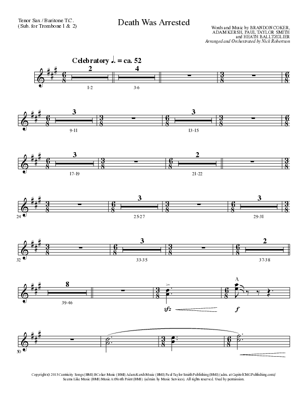 Death Was Arrested (Choral Anthem SATB) Tenor Sax/Baritone T.C. (Lillenas Choral / Arr. Nick Robertson)