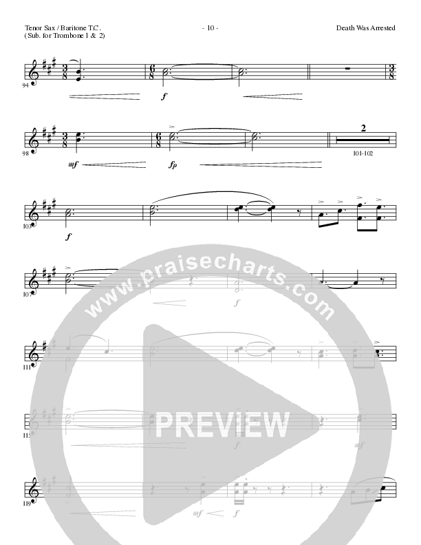 Death Was Arrested (Choral Anthem SATB) Tenor Sax/Baritone T.C. (Lillenas Choral / Arr. Nick Robertson)