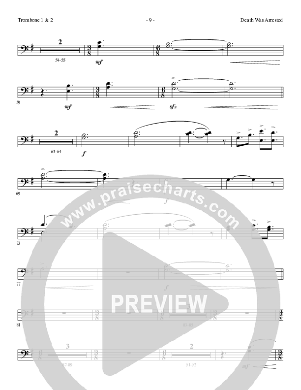 Death Was Arrested (Choral Anthem SATB) Trombone 1/2 (Lillenas Choral / Arr. Nick Robertson)