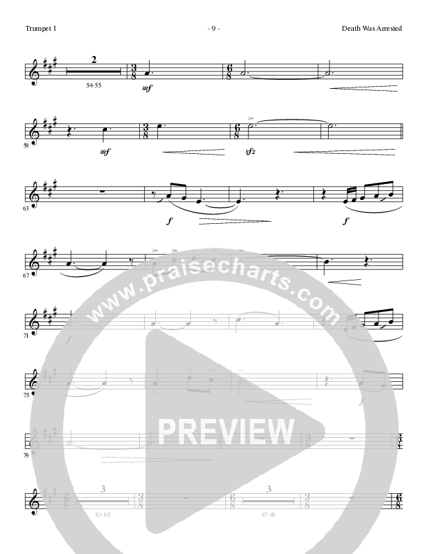 Death Was Arrested (Choral Anthem SATB) Trumpet 1 (Lillenas Choral / Arr. Nick Robertson)