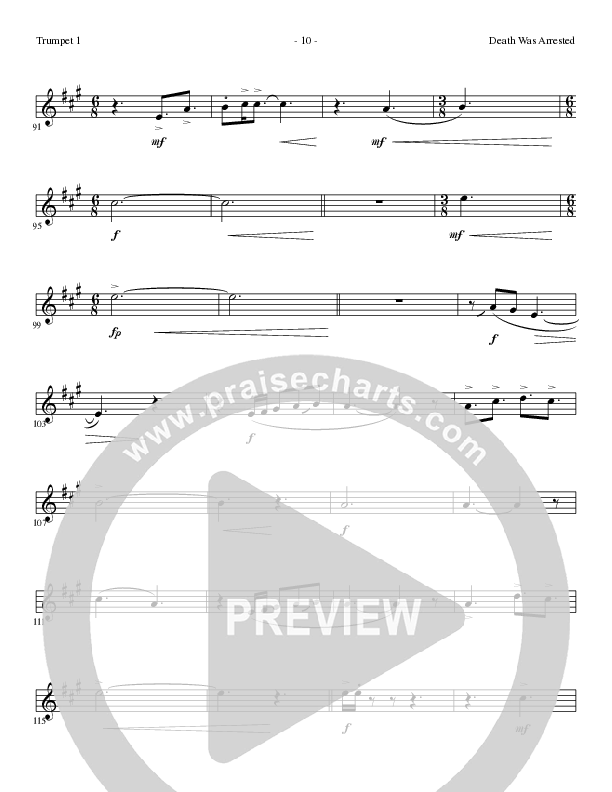 Death Was Arrested (Choral Anthem SATB) Trumpet 1 (Lillenas Choral / Arr. Nick Robertson)
