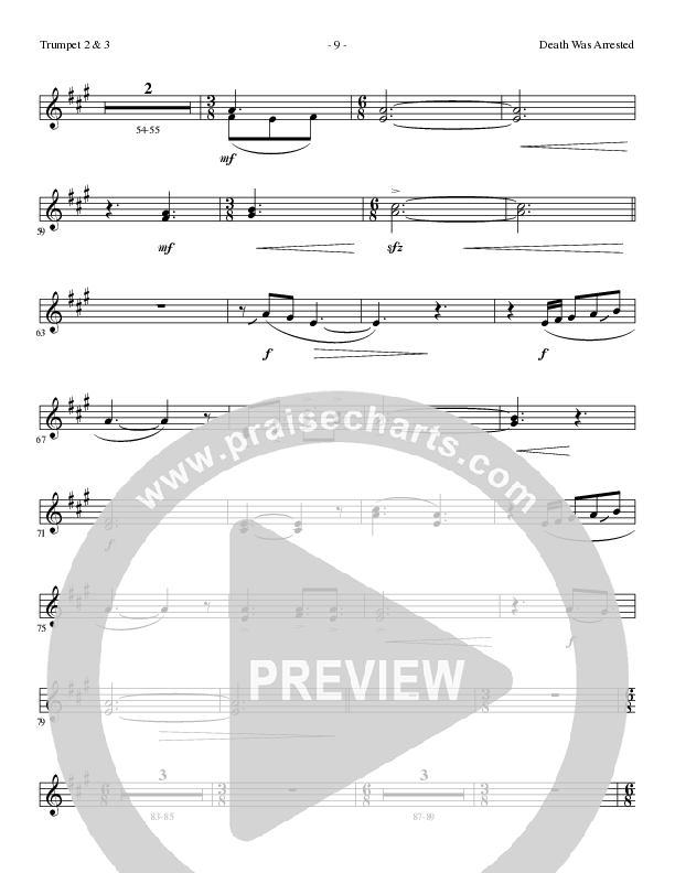 Death Was Arrested (Choral Anthem SATB) Trumpet 2/3 (Lillenas Choral / Arr. Nick Robertson)