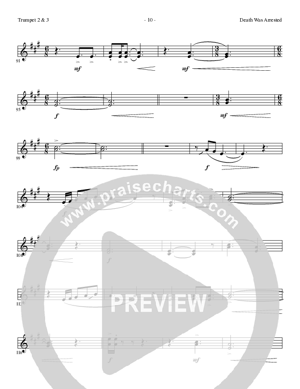 Death Was Arrested (Choral Anthem SATB) Trumpet 2/3 (Lillenas Choral / Arr. Nick Robertson)