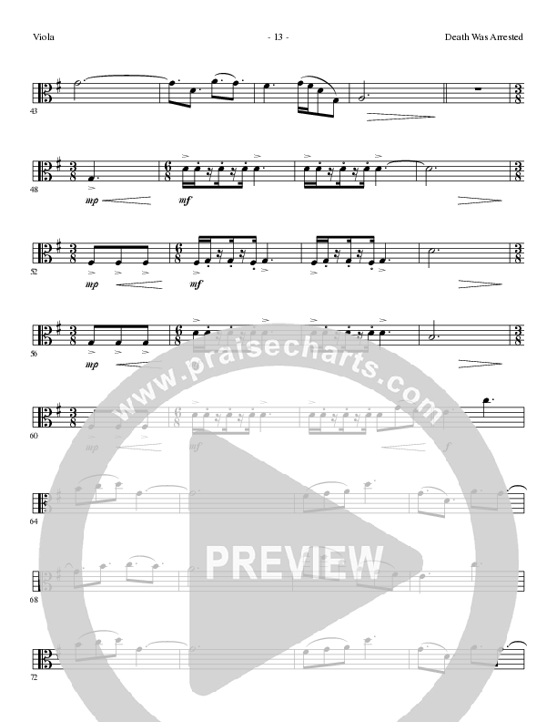 Death Was Arrested (Choral Anthem SATB) Viola (Lillenas Choral / Arr. Nick Robertson)