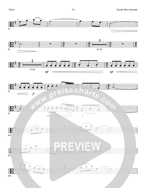 Death Was Arrested (Choral Anthem SATB) Viola (Lillenas Choral / Arr. Nick Robertson)