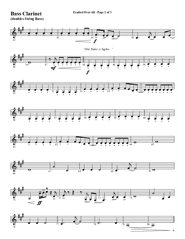 Exalted Over All (Choral Anthem SATB) Bass Clarinet (Word Music Choral / Arr. David Wise / Arr. Daniel Semsen)