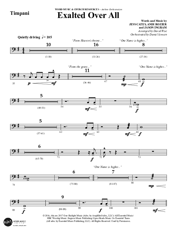 Exalted Over All (Choral Anthem SATB) Harp (Word Music Choral / Arr. David Wise / Arr. Daniel Semsen)