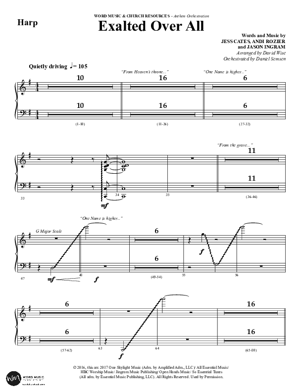 Exalted Over All (Choral Anthem SATB) Harp (Word Music Choral / Arr. David Wise / Arr. Daniel Semsen)