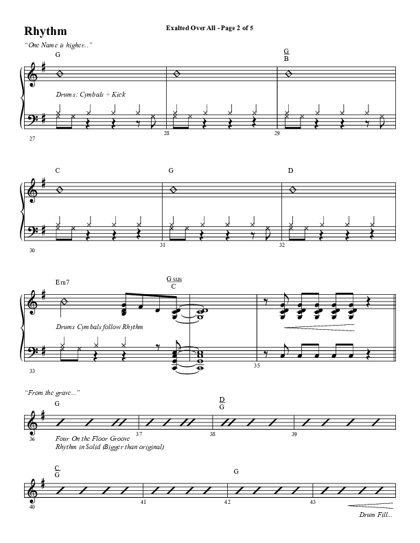 Exalted Over All (Choral Anthem SATB) Rhythm Chart (Word Music Choral / Arr. David Wise / Arr. Daniel Semsen)