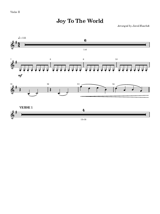 Joy To The World Violin 2 (Highlands Worship)