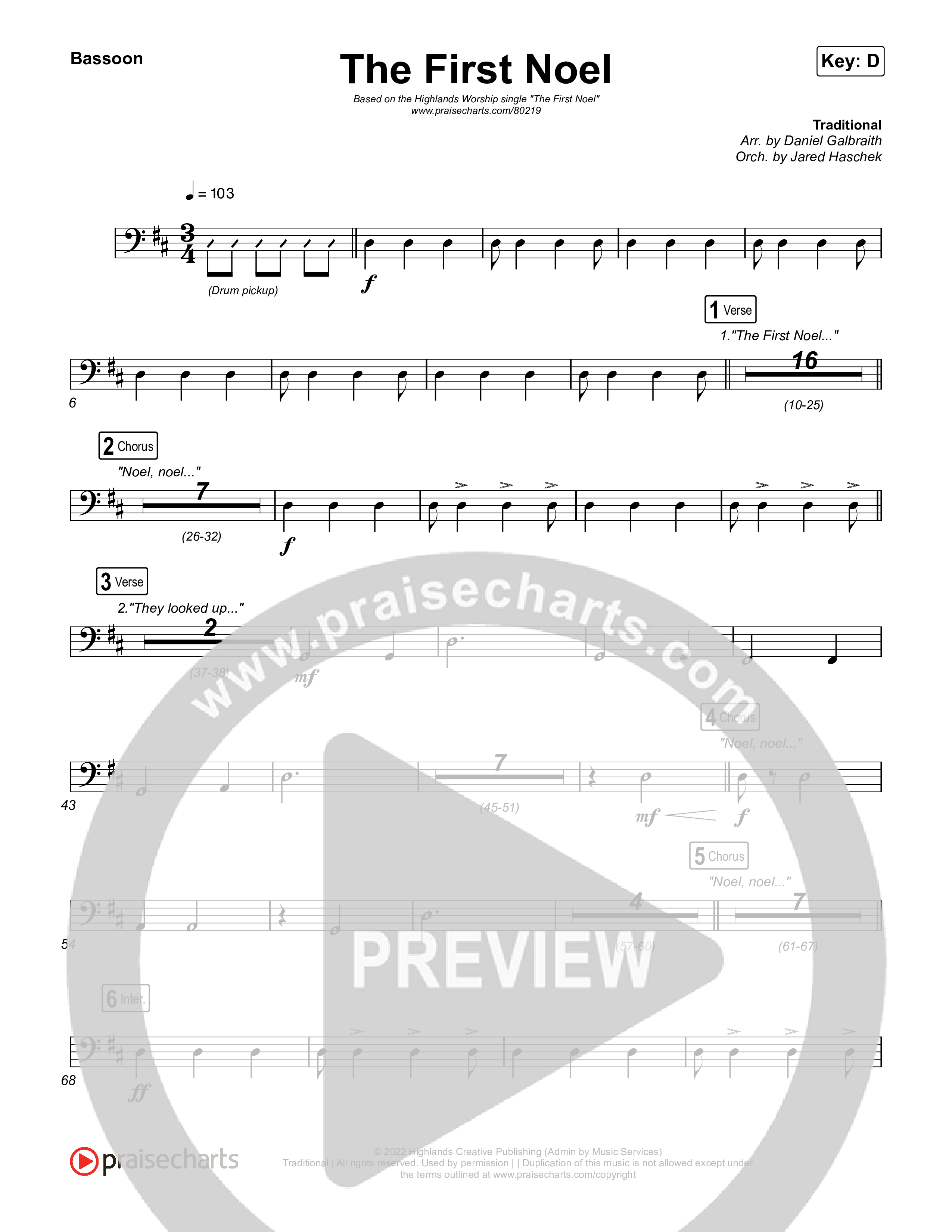 The First Noel Bassoon (Highlands Worship)