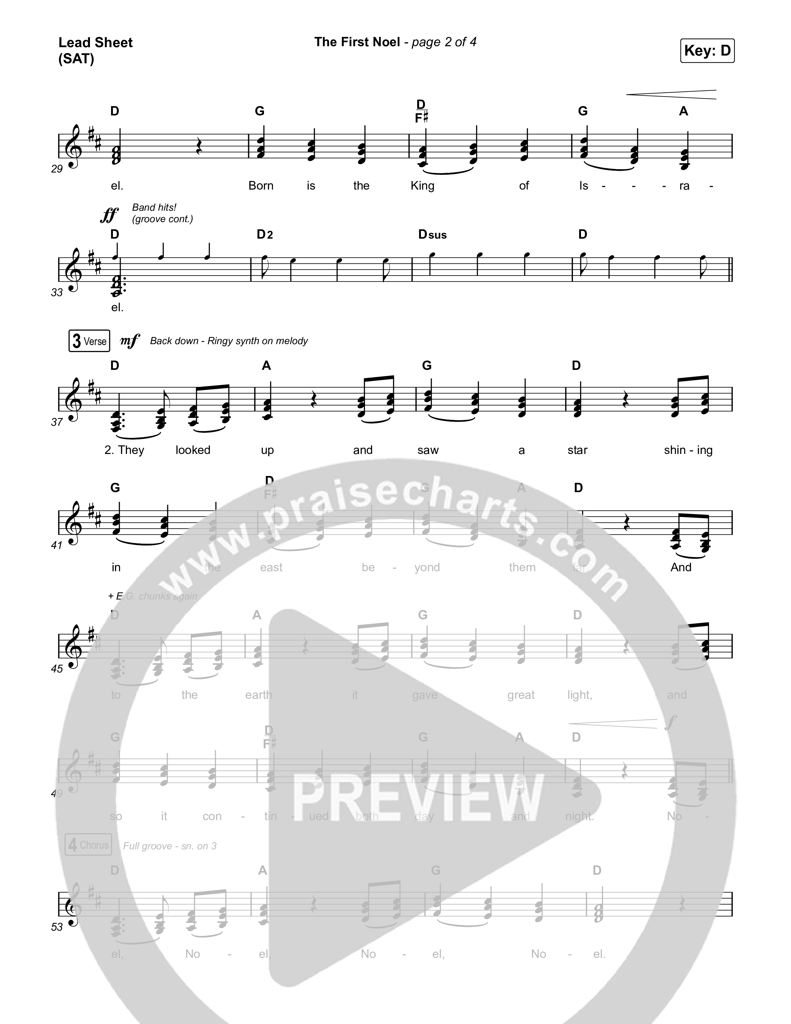 The First Noel Lead Sheet (SAT) (Highlands Worship)