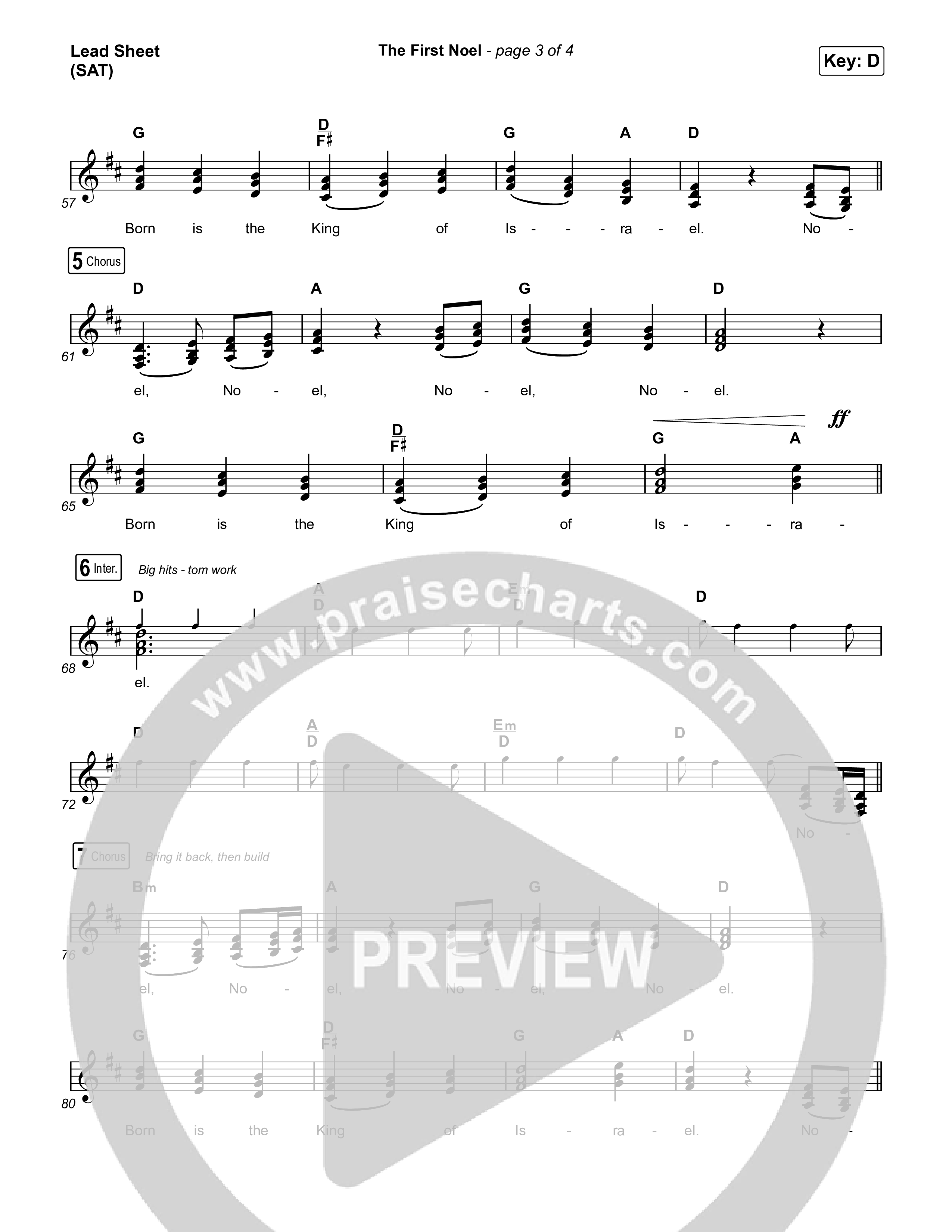 The First Noel Lead Sheet (SAT) (Highlands Worship)