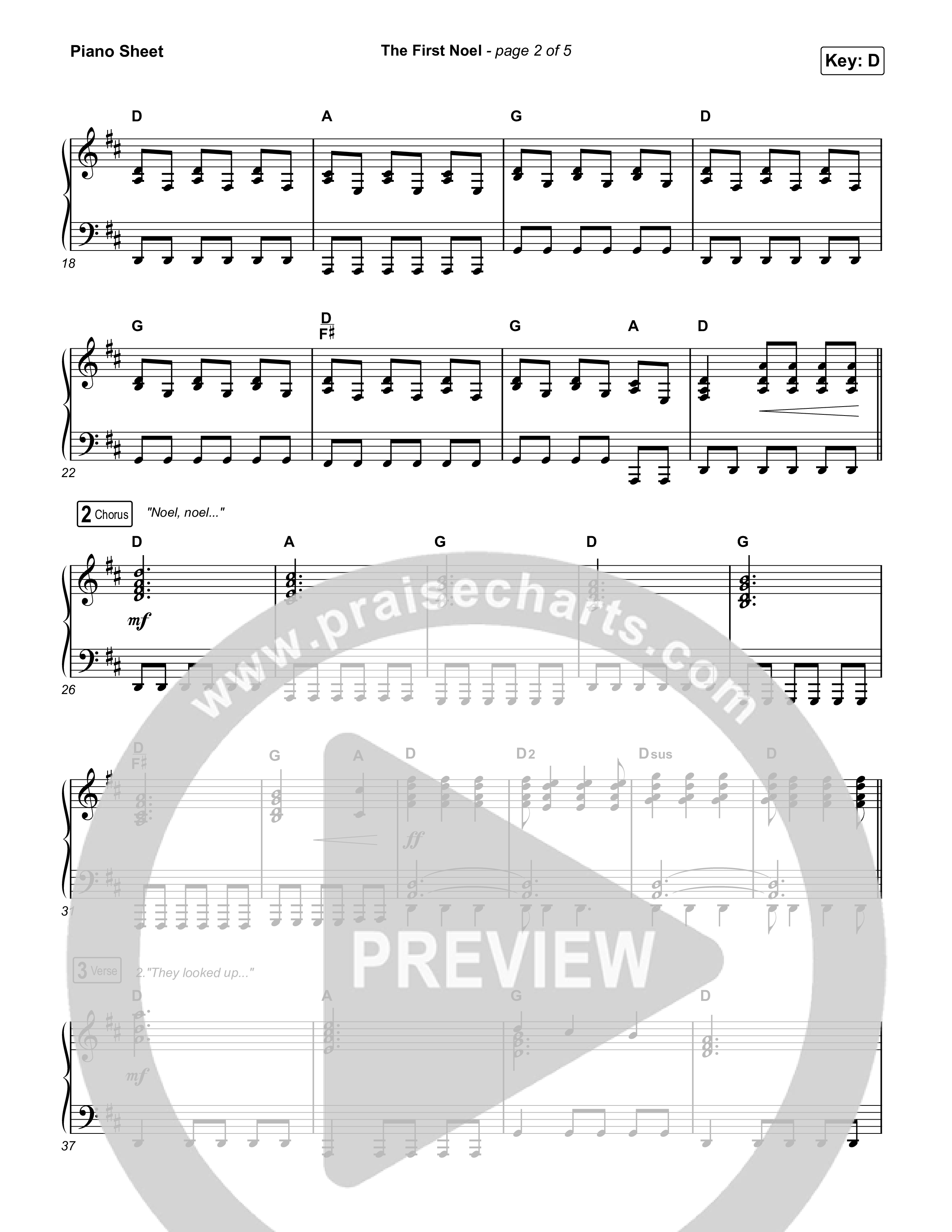 The First Noel Piano Sheet (Highlands Worship)