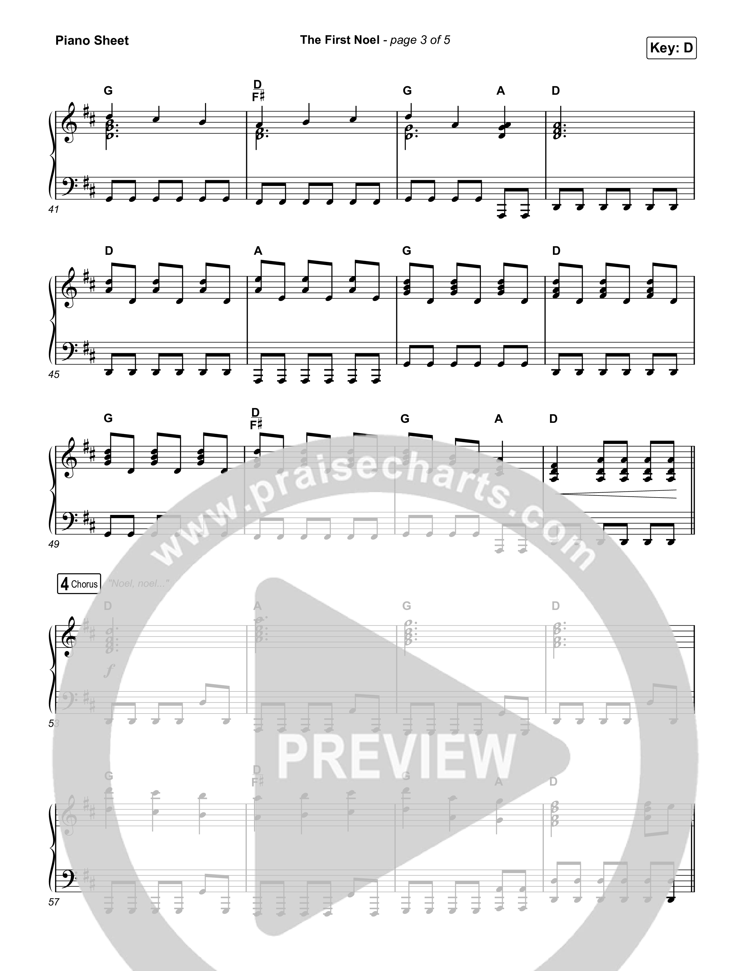 The First Noel Piano Sheet (Highlands Worship)