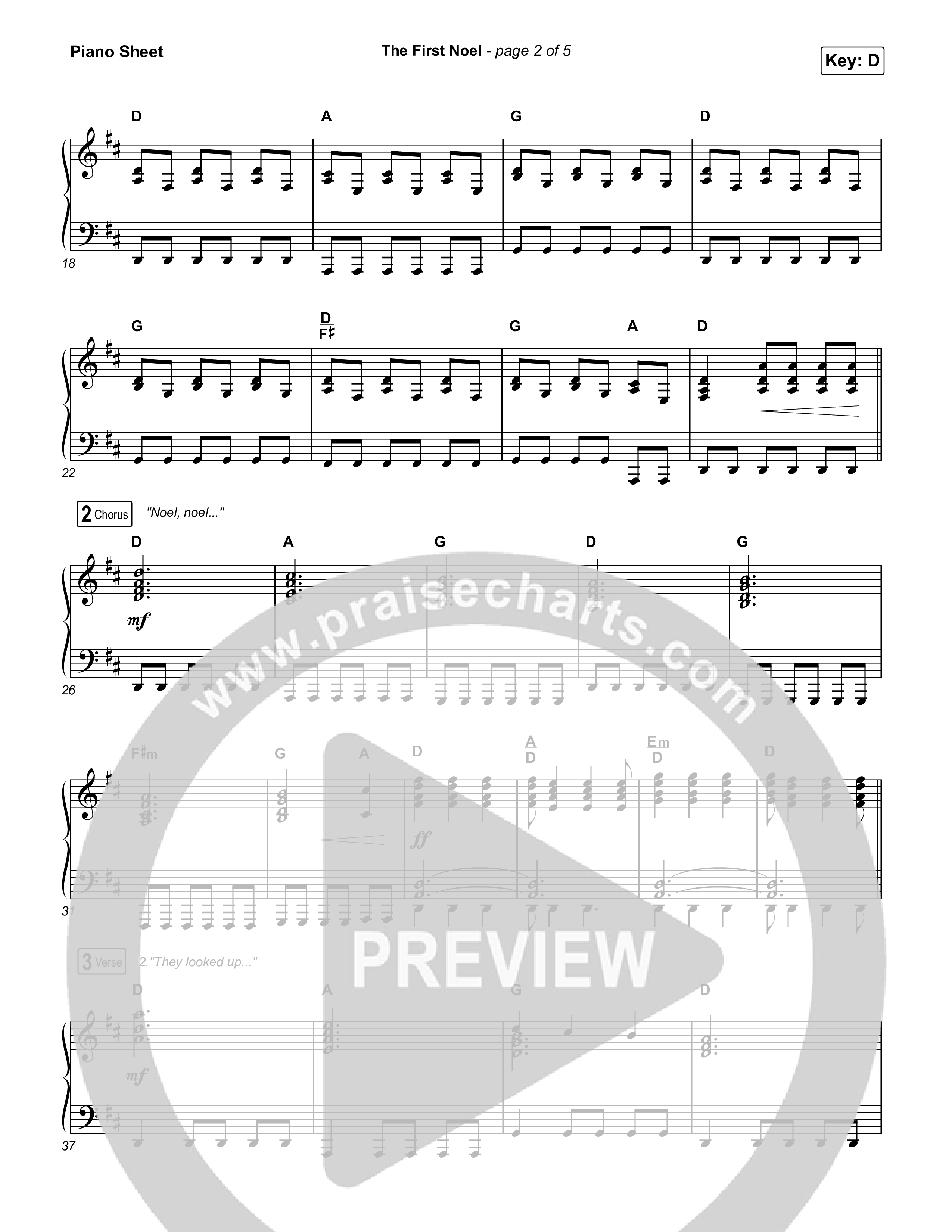 The First Noel Piano Sheet (Highlands Worship)