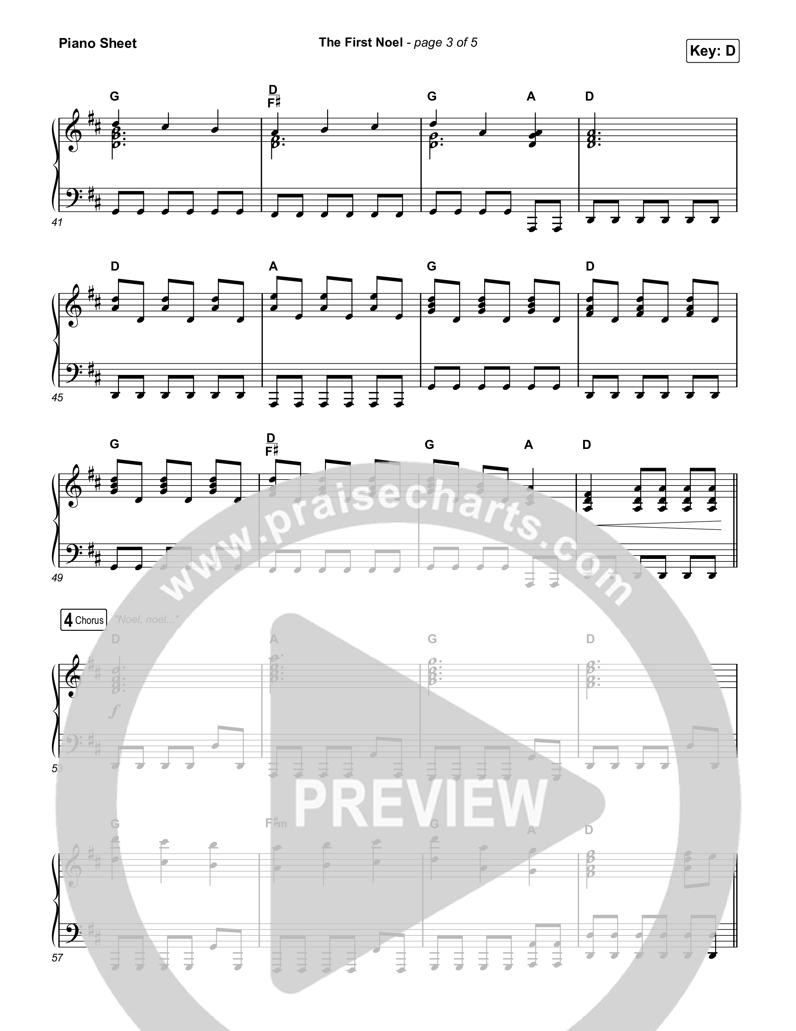 The First Noel Piano Sheet (Highlands Worship)