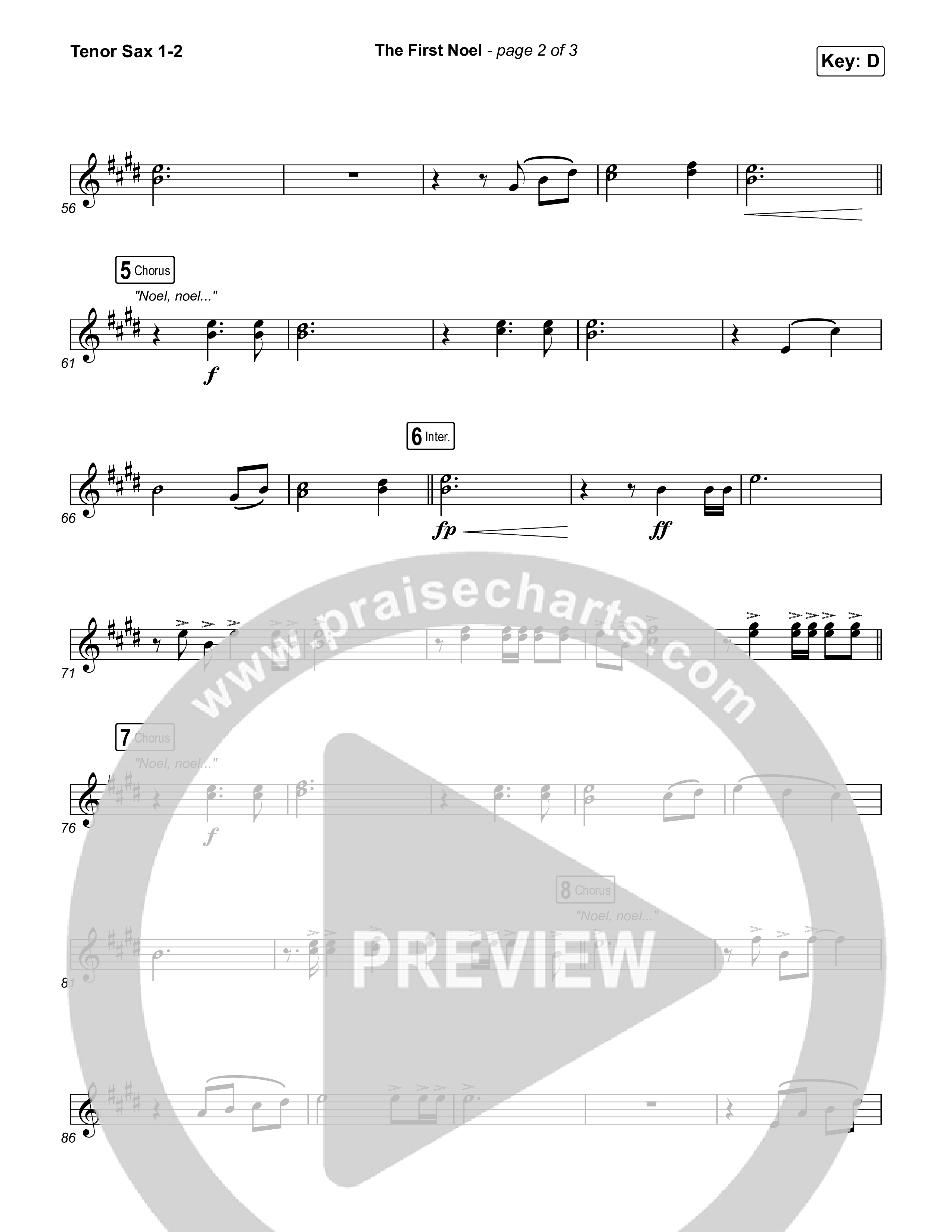 The First Noel Tenor Sax 1,2 (Highlands Worship)