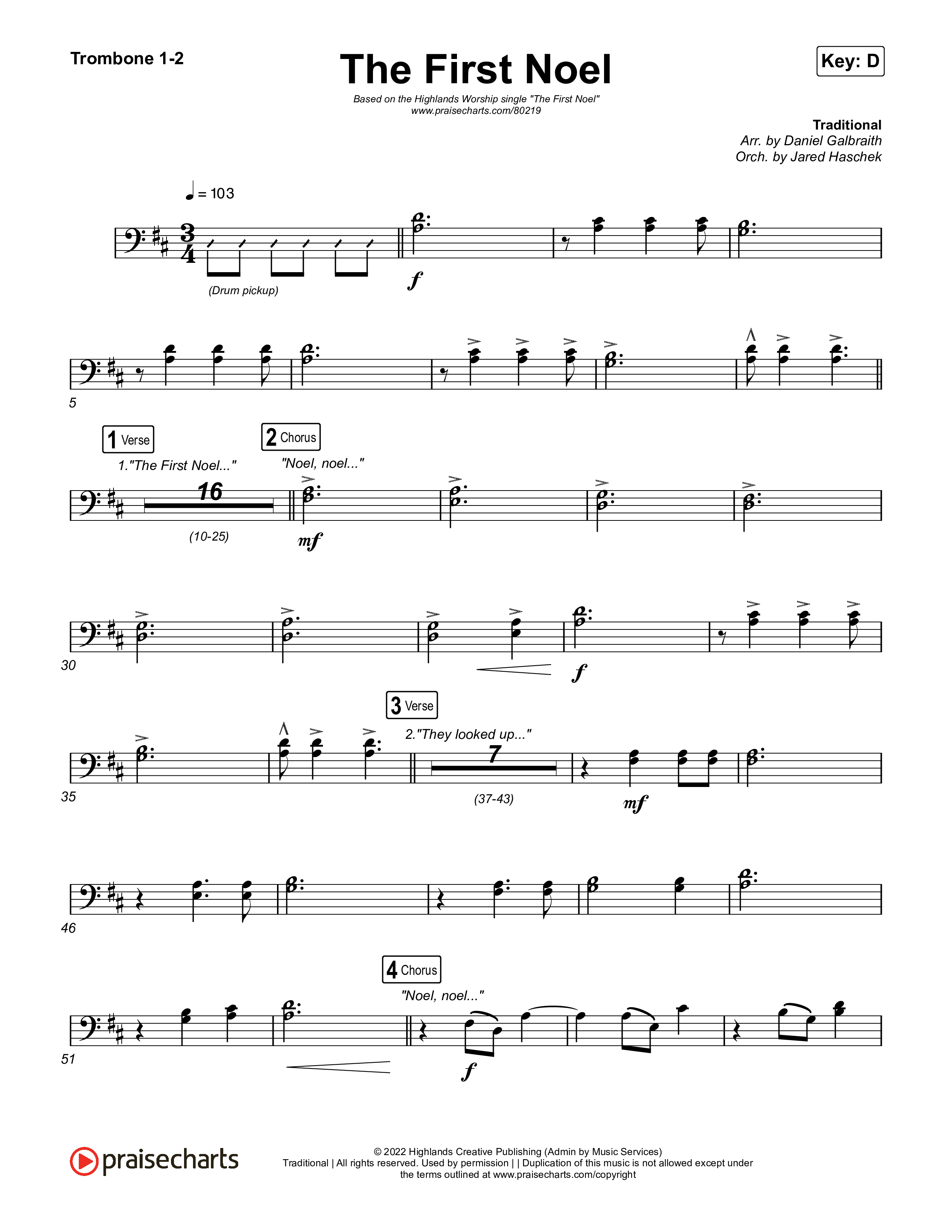 The First Noel Trombone 1,2 (Highlands Worship)