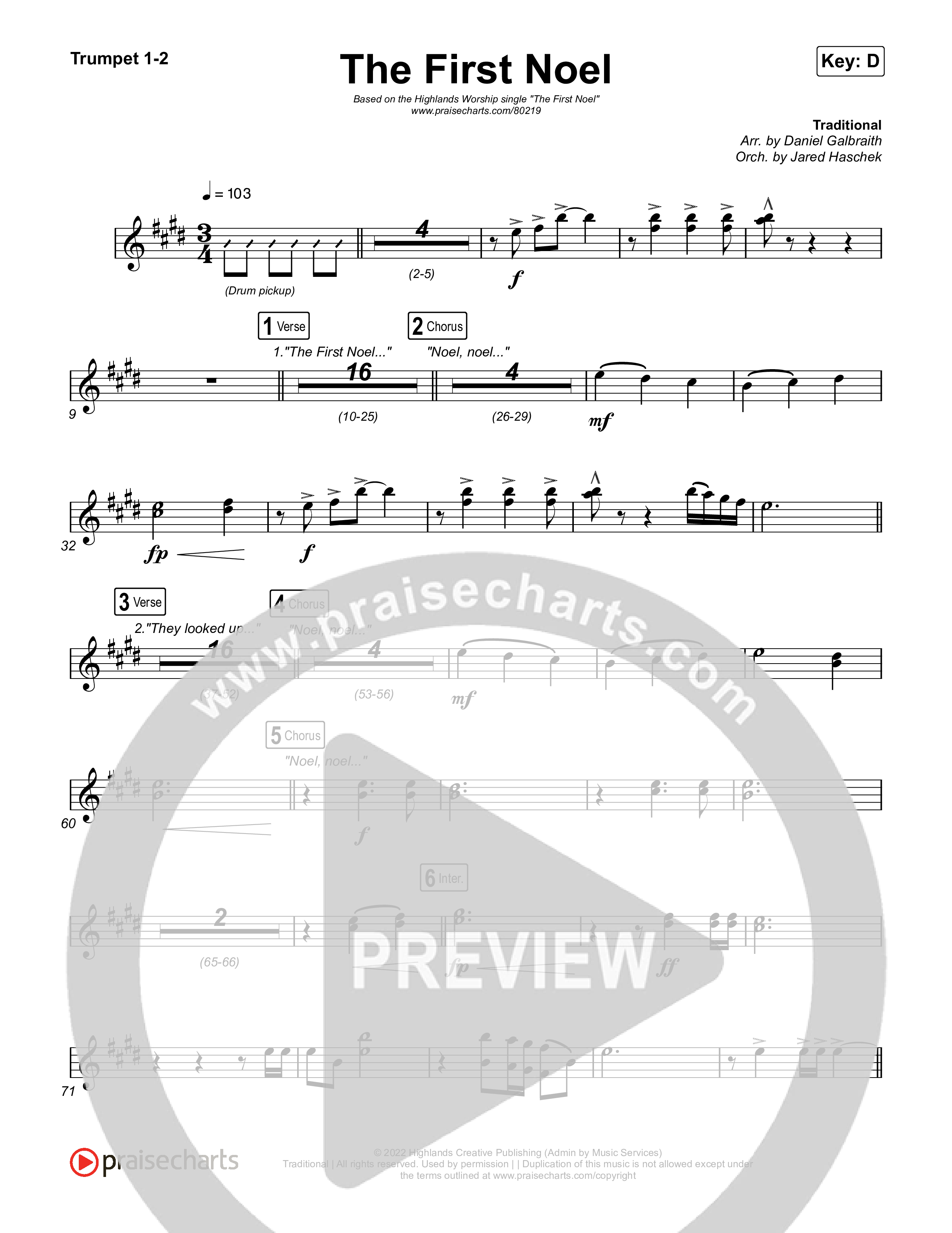 The First Noel Trumpet 1,2 (Highlands Worship)