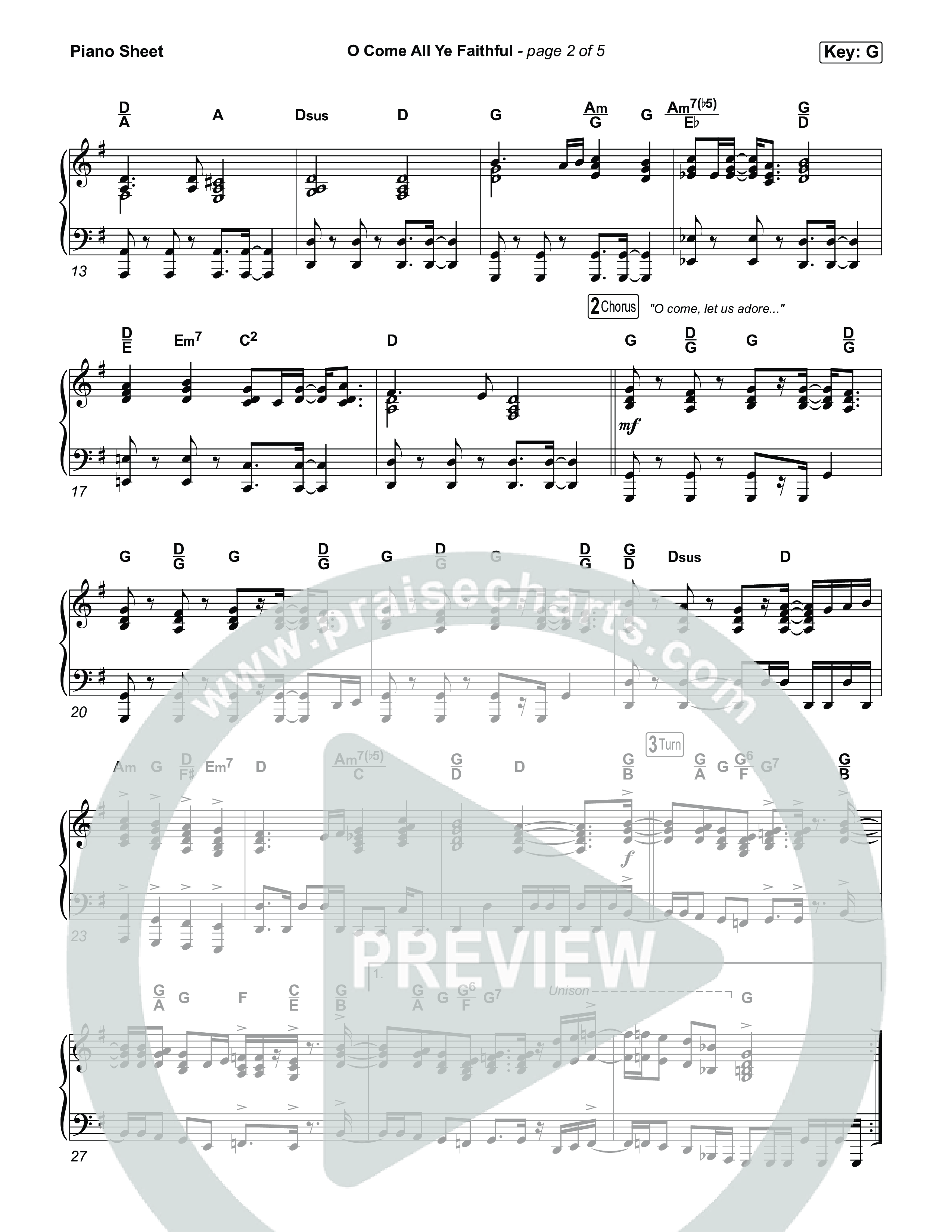 O Come All Ye Faithful Piano Sheet (Highlands Worship)