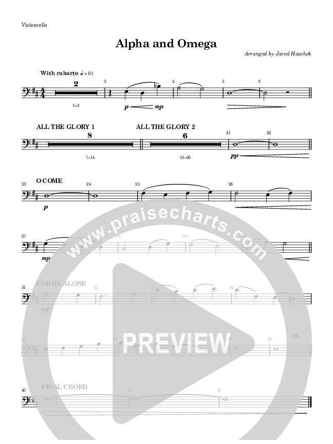 Alpha and Omega (O Come Let Us Adore Him) Violincello (Highlands Worship)