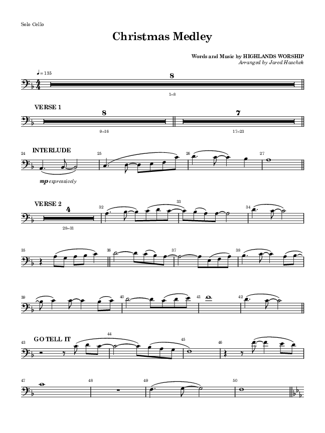 Christ Is Born (A Christmas Medley) Cello (Highlands Worship)