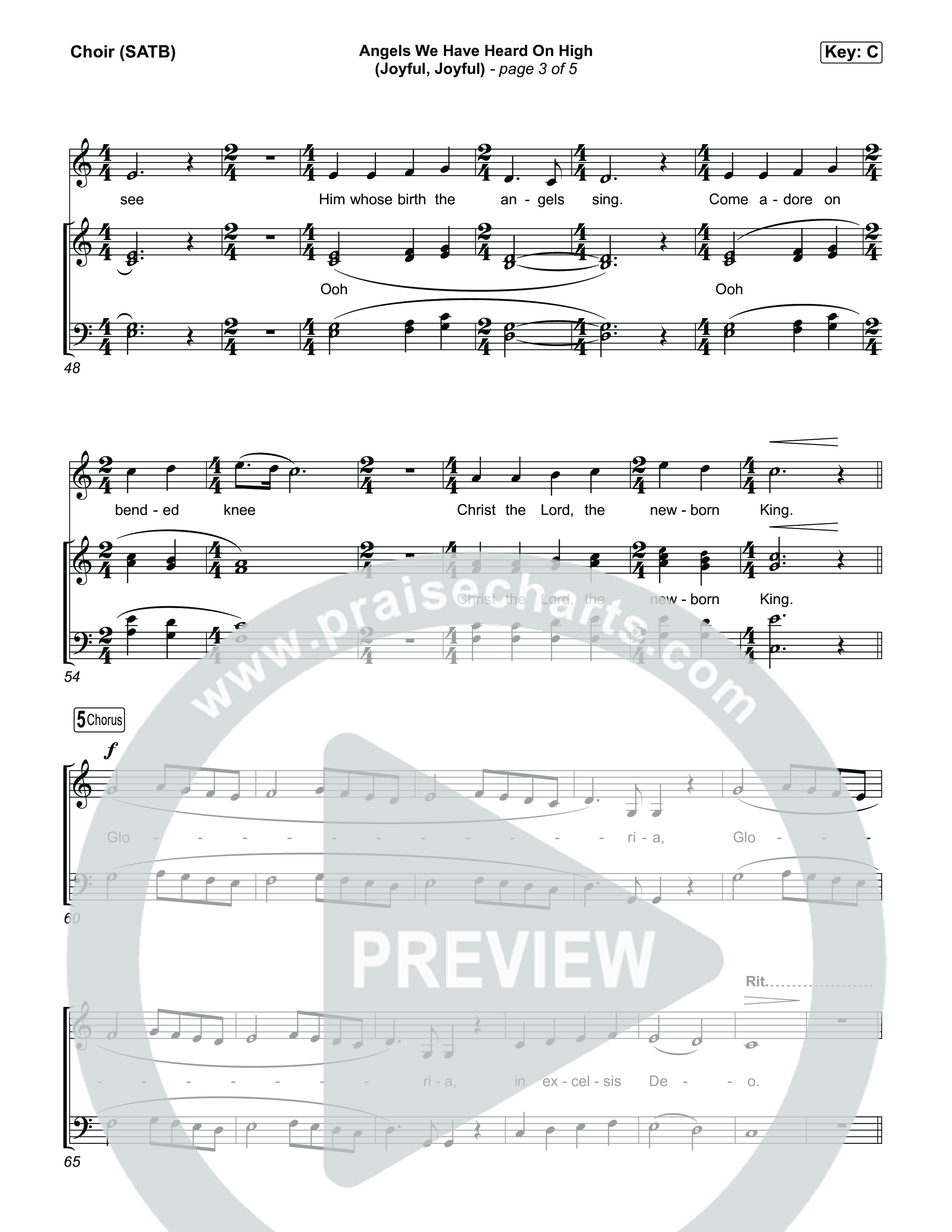Angels We Have Heard On High (Joyful Joyful) Choir Sheet (SATB) (Highlands Worship)