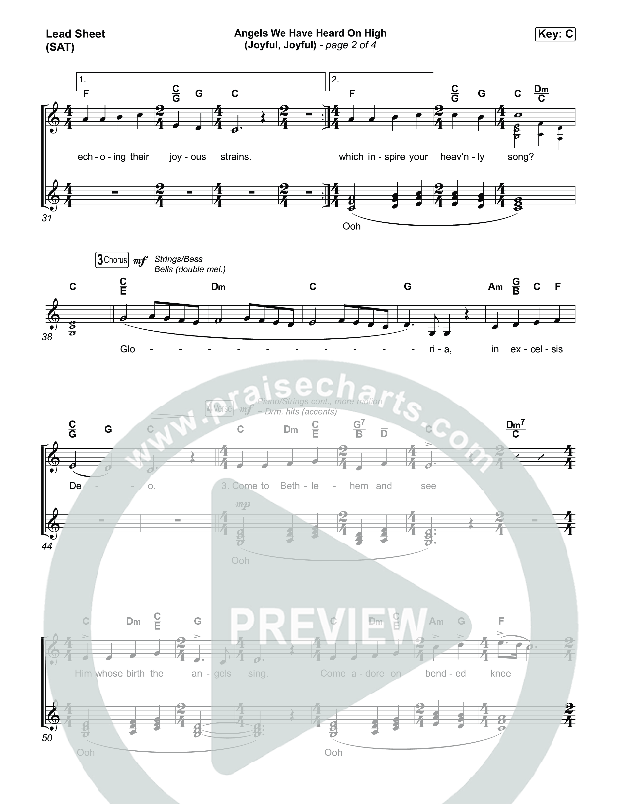 Angels We Have Heard On High (Joyful Joyful) Lead Sheet (SAT) (Highlands Worship)