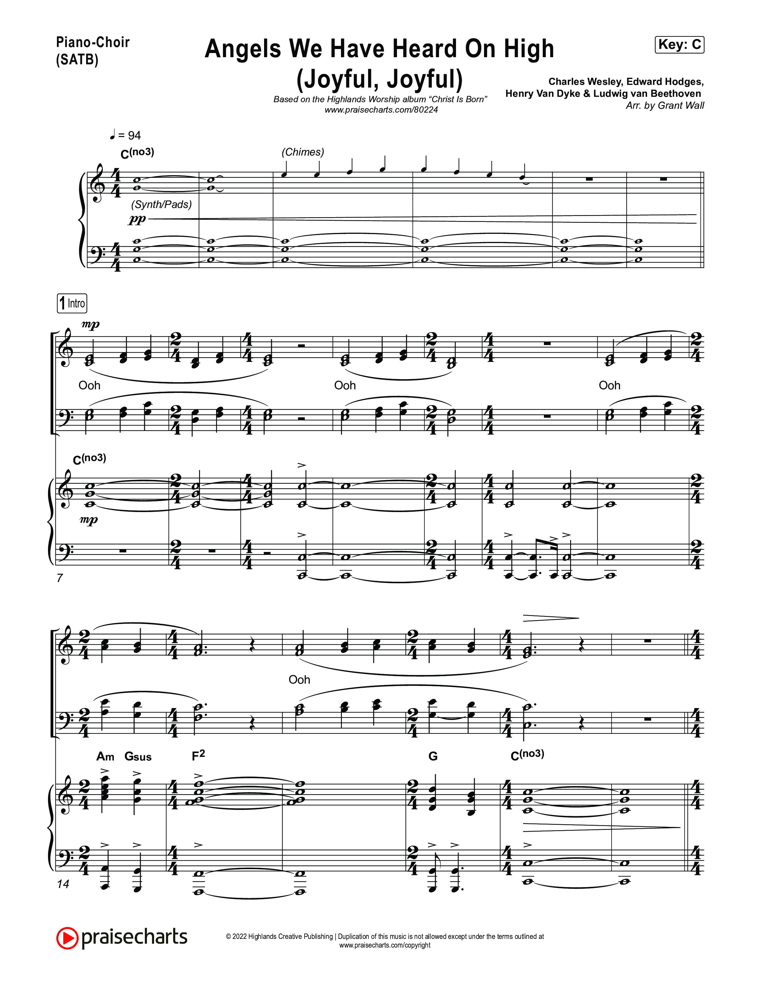 Angels We Have Heard On High (Joyful Joyful) Piano/Vocal Pack (Highlands Worship)