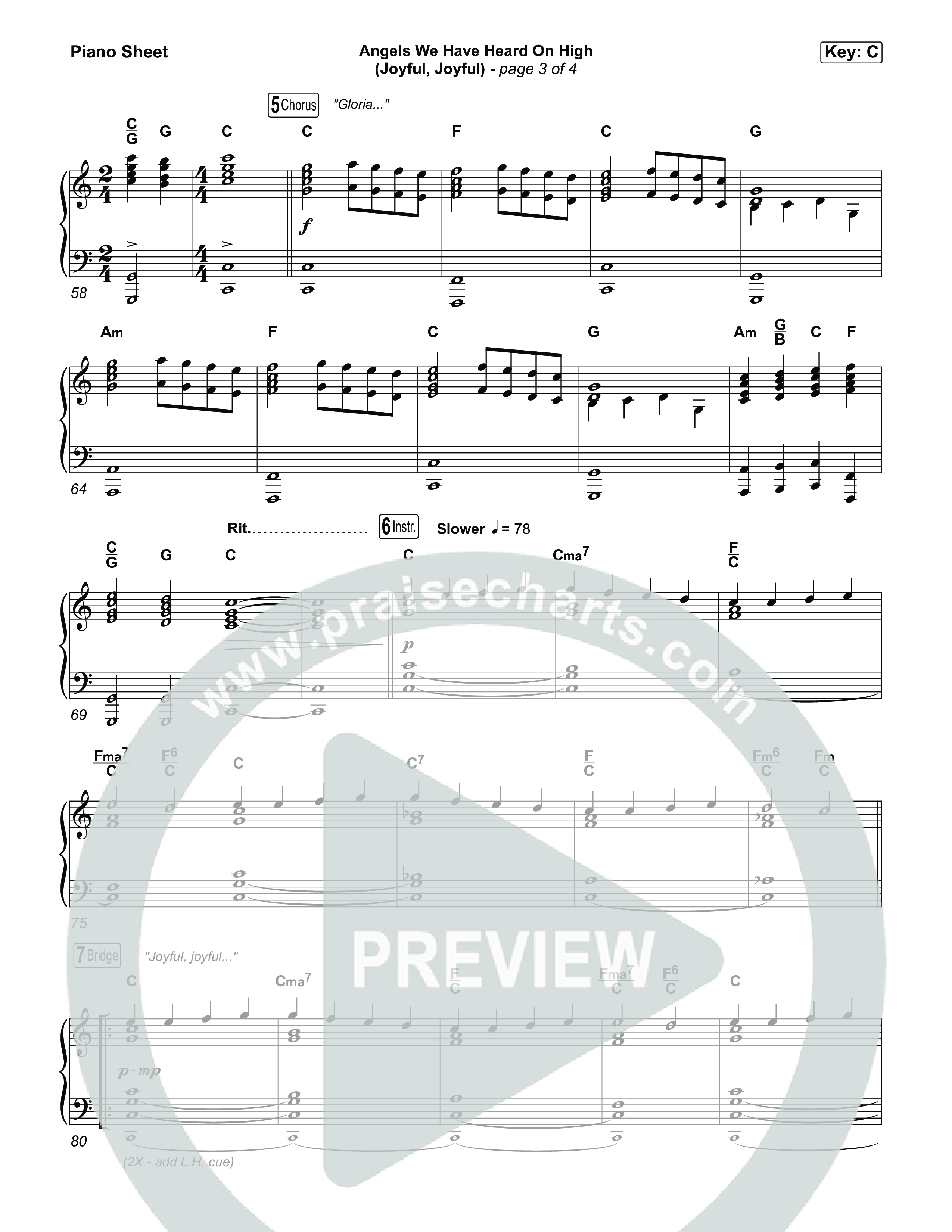 Angels We Have Heard On High (Joyful Joyful) Piano Sheet (Highlands Worship)