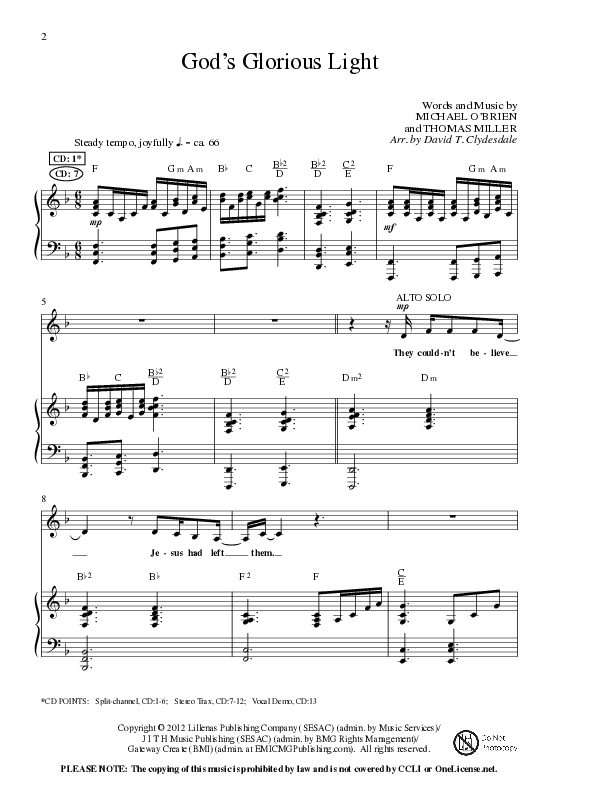 God's Glorious Light (Choral Anthem SATB) Anthem (SATB/Piano) (Lillenas Choral / Arr. David T. Clydesdale)