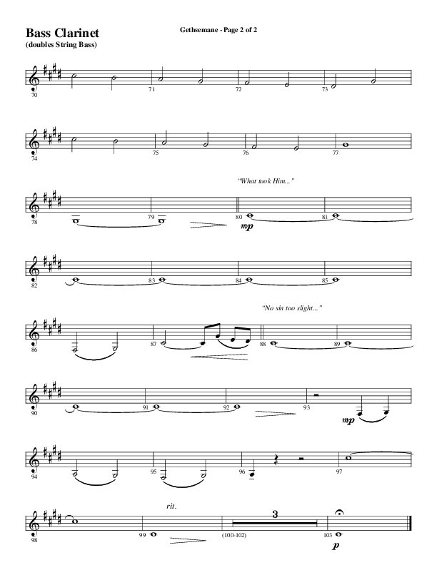 Gethsemane (To See The King Of Heaven Fall) (Choral Anthem SATB) Bass Clarinet (Word Music Choral / Arr. Russell Mauldin)