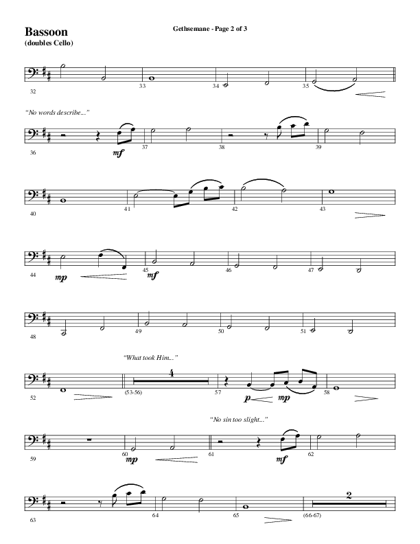 Gethsemane (To See The King Of Heaven Fall) (Choral Anthem SATB) Bassoon (Word Music Choral / Arr. Russell Mauldin)