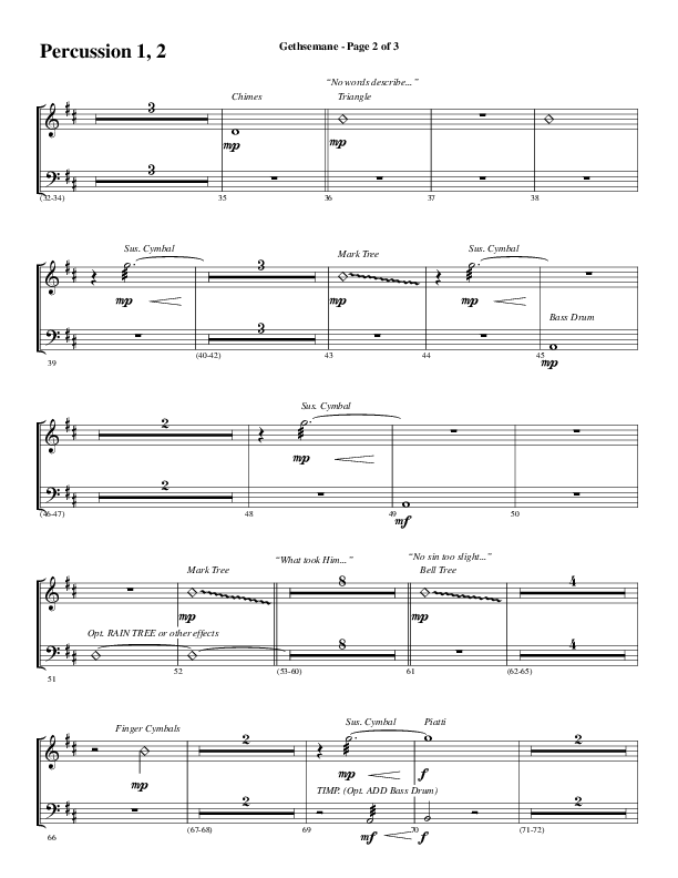 Gethsemane (To See The King Of Heaven Fall) (Choral Anthem SATB) Percussion 1/2 (Word Music Choral / Arr. Russell Mauldin)