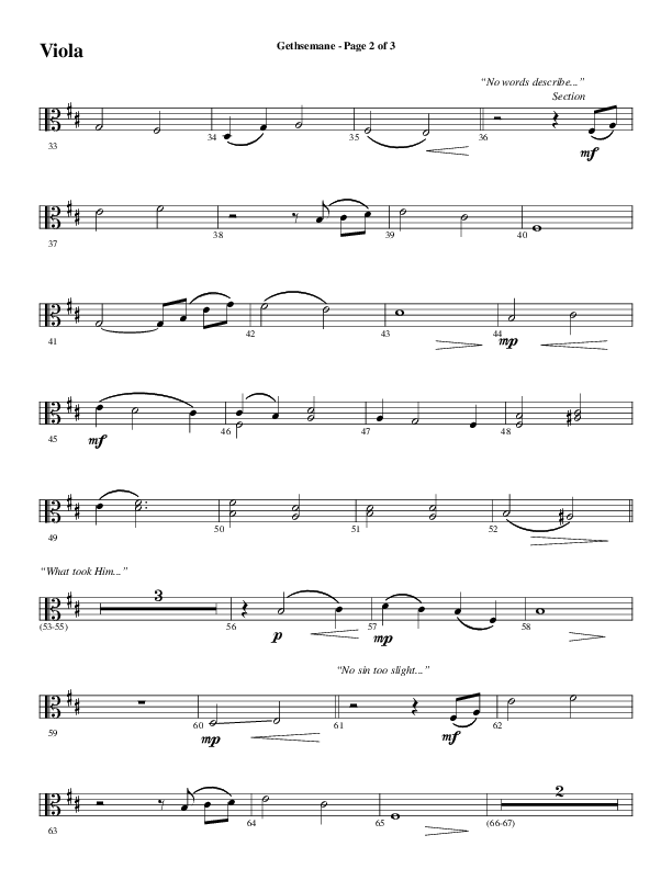 Gethsemane (To See The King Of Heaven Fall) (Choral Anthem SATB) Viola (Word Music Choral / Arr. Russell Mauldin)