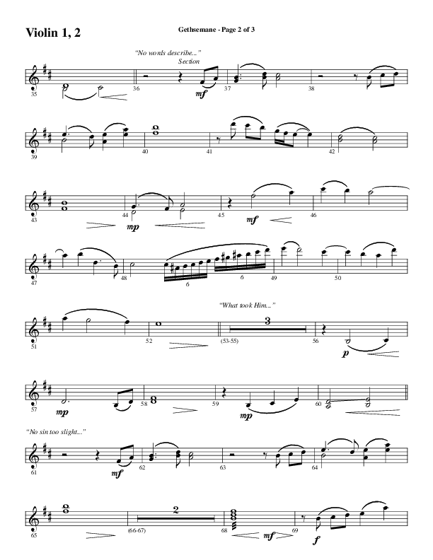 Gethsemane (To See The King Of Heaven Fall) (Choral Anthem SATB) Violin 1/2 (Word Music Choral / Arr. Russell Mauldin)