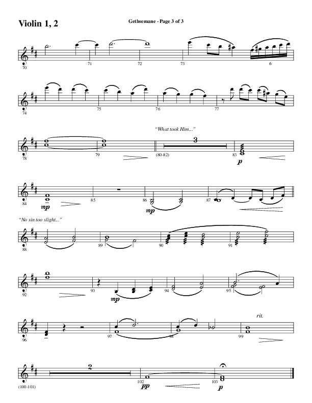 Gethsemane (To See The King Of Heaven Fall) (Choral Anthem SATB) Violin 1/2 (Word Music Choral / Arr. Russell Mauldin)