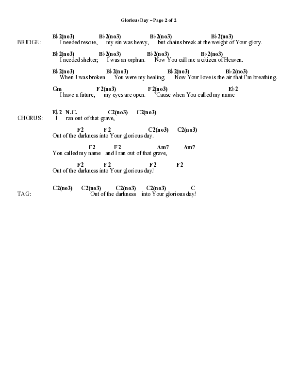 Glorious Day (Choral Anthem SATB) Chord Chart (Word Music Choral / Arr. Daniel Semsen)