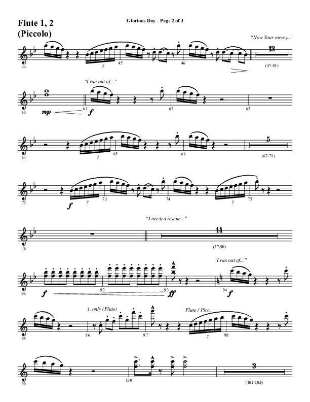 Glorious Day (Choral Anthem SATB) Flute 1/2 (Word Music Choral / Arr. Daniel Semsen)