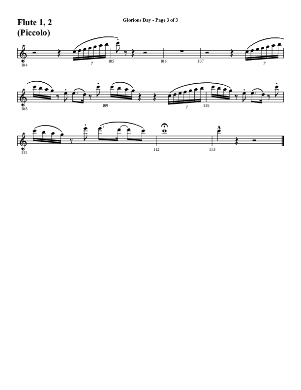 Glorious Day (Choral Anthem SATB) Flute 1/2 (Word Music Choral / Arr. Daniel Semsen)