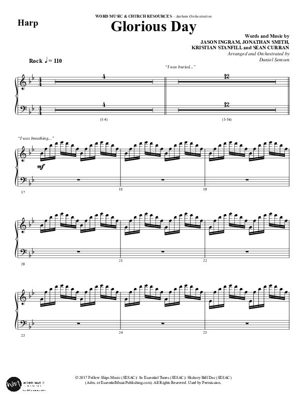 Glorious Day (Choral Anthem SATB) Harp (Word Music Choral / Arr. Daniel Semsen)
