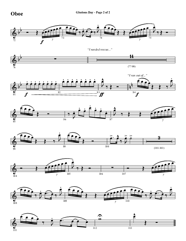 Glorious Day (Choral Anthem SATB) Oboe (Word Music Choral / Arr. Daniel Semsen)