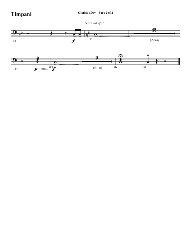 Glorious Day (Choral Anthem SATB) Timpani (Word Music Choral / Arr. Daniel Semsen)