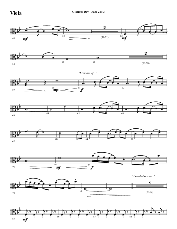 Glorious Day (Choral Anthem SATB) Viola (Word Music Choral / Arr. Daniel Semsen)
