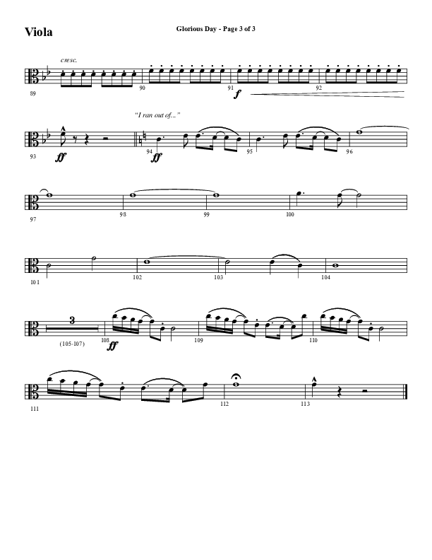 Glorious Day (Choral Anthem SATB) Viola (Word Music Choral / Arr. Daniel Semsen)