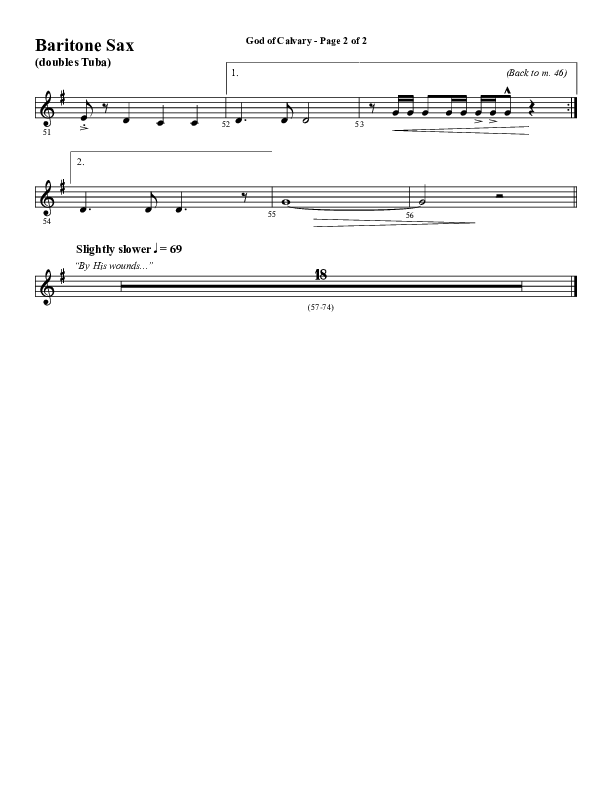 God Of Calvary (Choral Anthem SATB) Bari Sax (Word Music Choral / Arr. Jay Rouse)