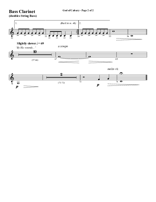 God Of Calvary (Choral Anthem SATB) Bass Clarinet (Word Music Choral / Arr. Jay Rouse)