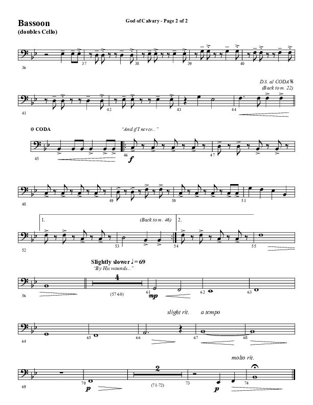 God Of Calvary (Choral Anthem SATB) Bassoon (Word Music Choral / Arr. Jay Rouse)